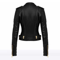 Ava Women’s Black Sheepskin Biker Jacket