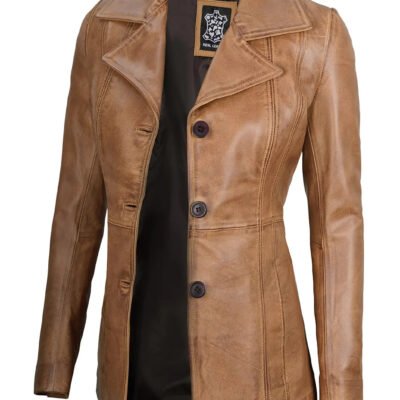 Bitonto camel brown leather blazer