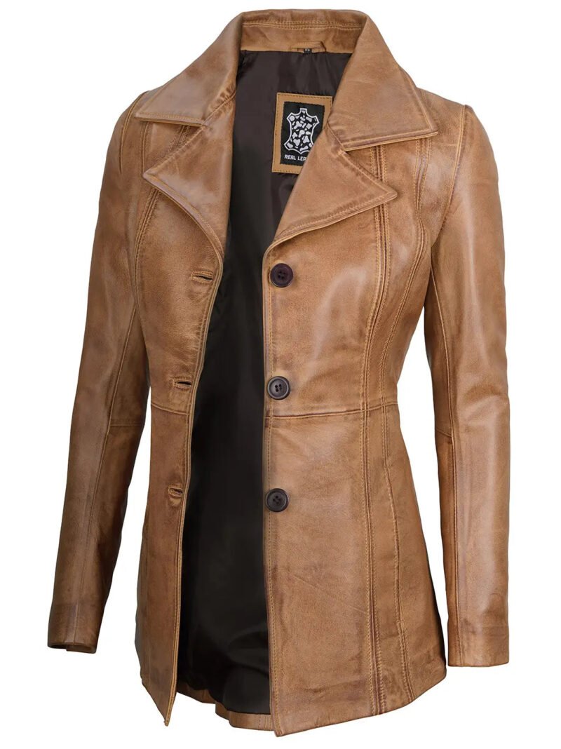 Bitonto camel brown leather blazer